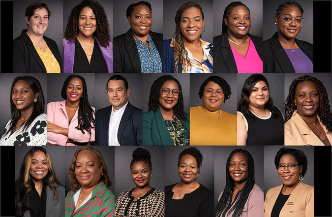 A composite of 19 fellows who participated in Cohort 7 of the leadership development program.